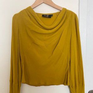 Mustard Cowl Neck Blouse 1930s Style